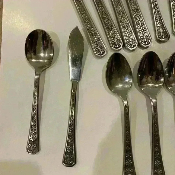 Interpur Florenz 36 Piece Set Stainless Flatware Knife Fork Spoon Vintage Lot - Picture 5 of 5